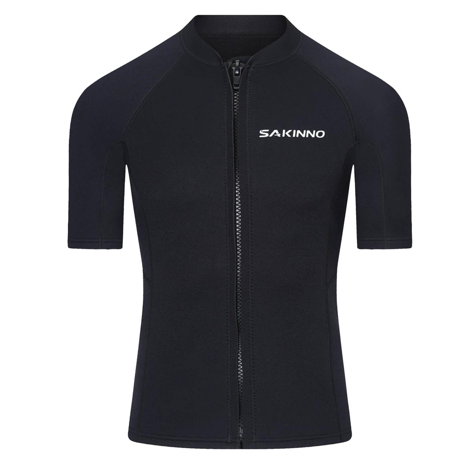 Herren Neoprenanzug Oberteil Kurzarm 2mm Neopren Reißverschluss Jacke Schwimmen Schnorcheln Tauchen Surfen Ausrüstung schwarz
