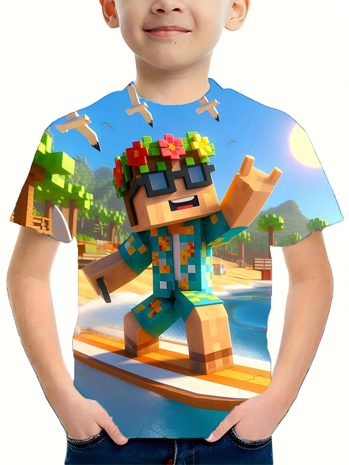 Kinder T-Shirt Cartoon Print Sportwear Jungen Sommerkleidung Kurzarm Top Shirts Rundhals Sport T-Shirt Lässige Kinder T-Shirt 160