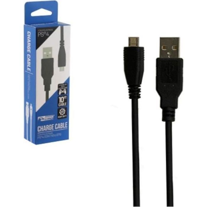 Ladekabel - Sony - PS4 - 3 Meter - USB - Schwarz schwarz