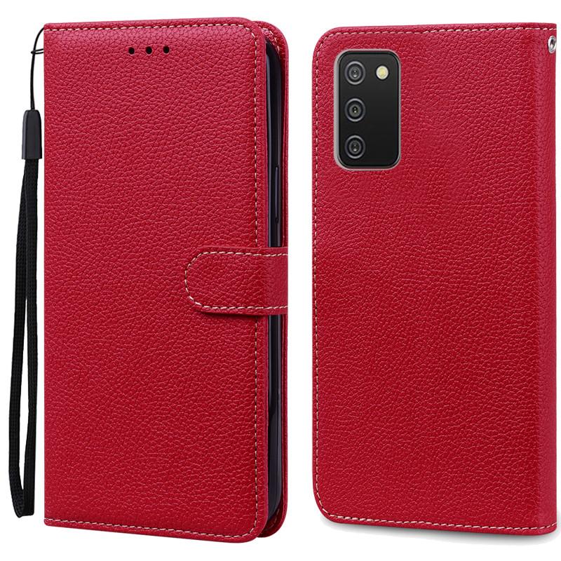 A02S Hülle Für Samsung Galaxy A02s Hülle Leder Brieftasche Flip Hülle Für Coque Samsung Galaxy A02S A 02s A025F Hülle Weiche Fundas Etui For Samsung A02S dunkelrote