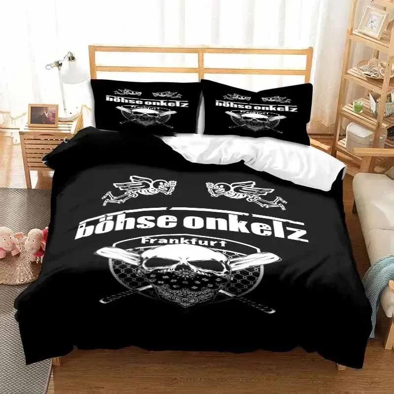 Band Böhse Onkelz Doppelbettwäsche-Set Ganzjahres-3-teiliges Bettbezug-Set Bettdeckenbezug für Doppel- und Kingsize-Betten Bettbezug Bett AU Double(180*210cm)3pcs