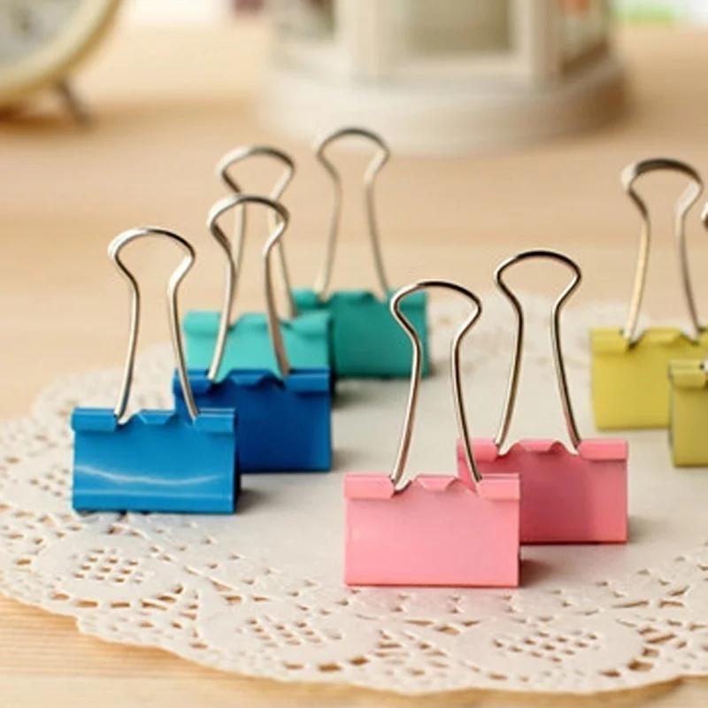 20 Teile/los Büroklammern 15mm Metall Binder Clips Schule Versorgung Bürobedarf Schreibwaren Bindebedarf Bunte bunt