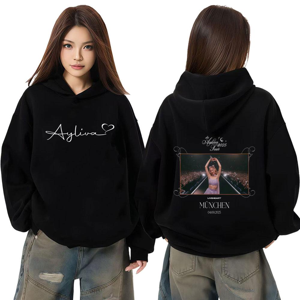 Der Ayliva Tour Grafik-Mode-Hoodie Mode Herren/Damen Harajuku Gothic Pullover Lässige Bodywarmer Sweatshirts Streetwear 3XL schwarz