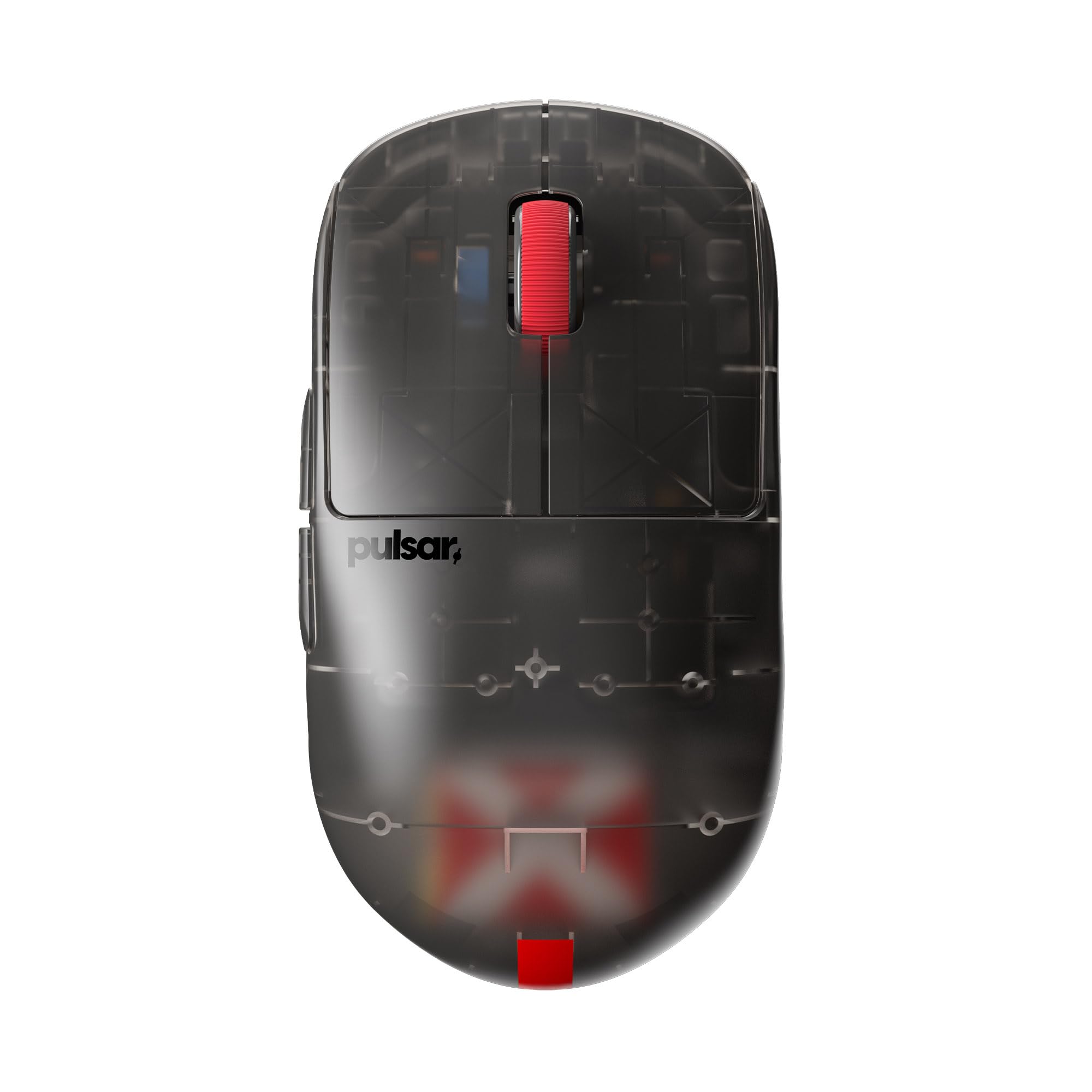 Pulsar Gaming Gears X2H Clear Black Kabellose Gaming-Maus mit 26000 optischem PAW3395 Sensor, Ultraleicht 54g, Beidhändig, 2,4GHz, 1ms, DPI, Sensor,