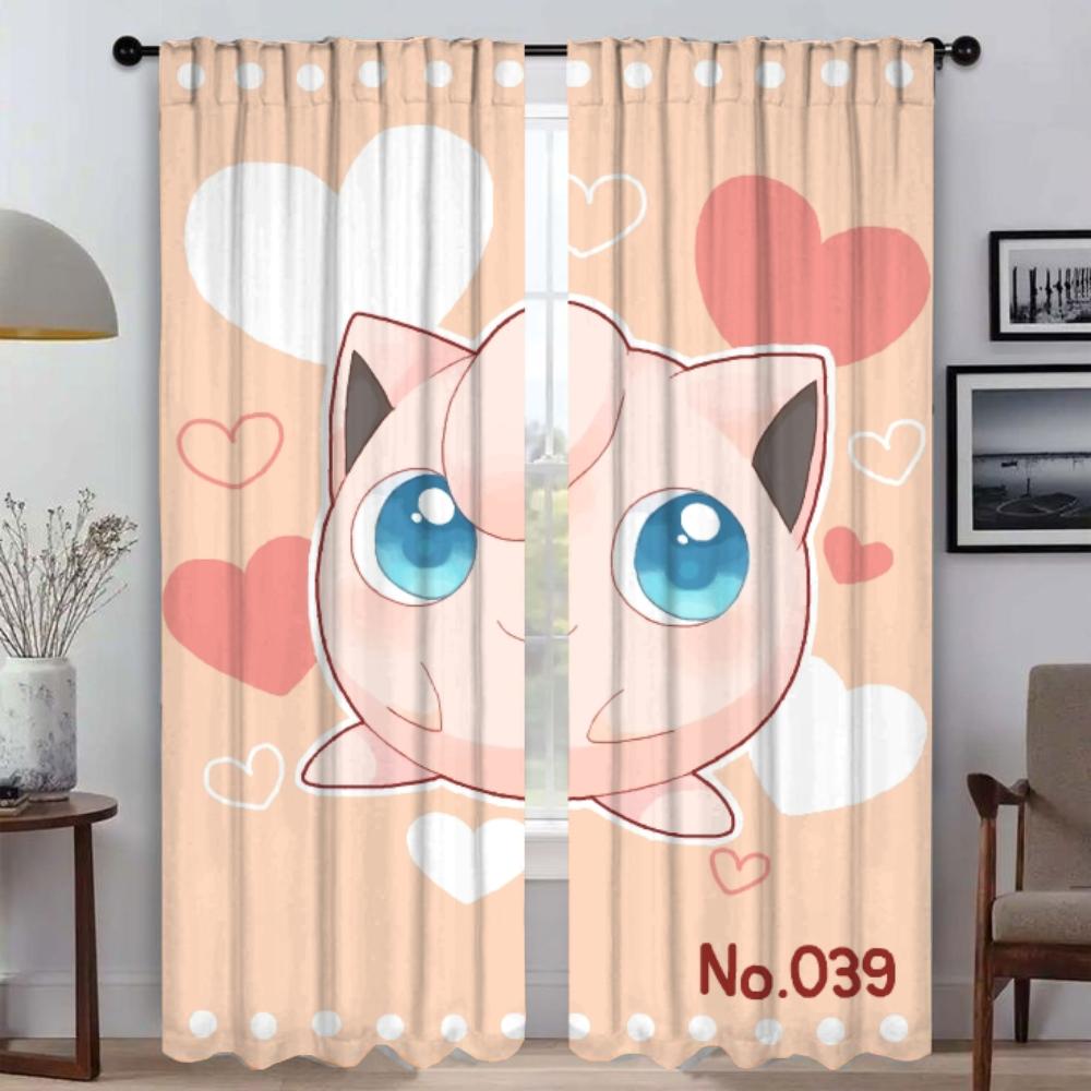 Vorhänge für Schlafzimmer Pocket Monsters Moderne Wohnzimmer Vorhänge 2 Stück Schattierungen Raumteiler Verdunkelungsvorhang Halloween Dekoration W50xH70cmx2pcs-CL