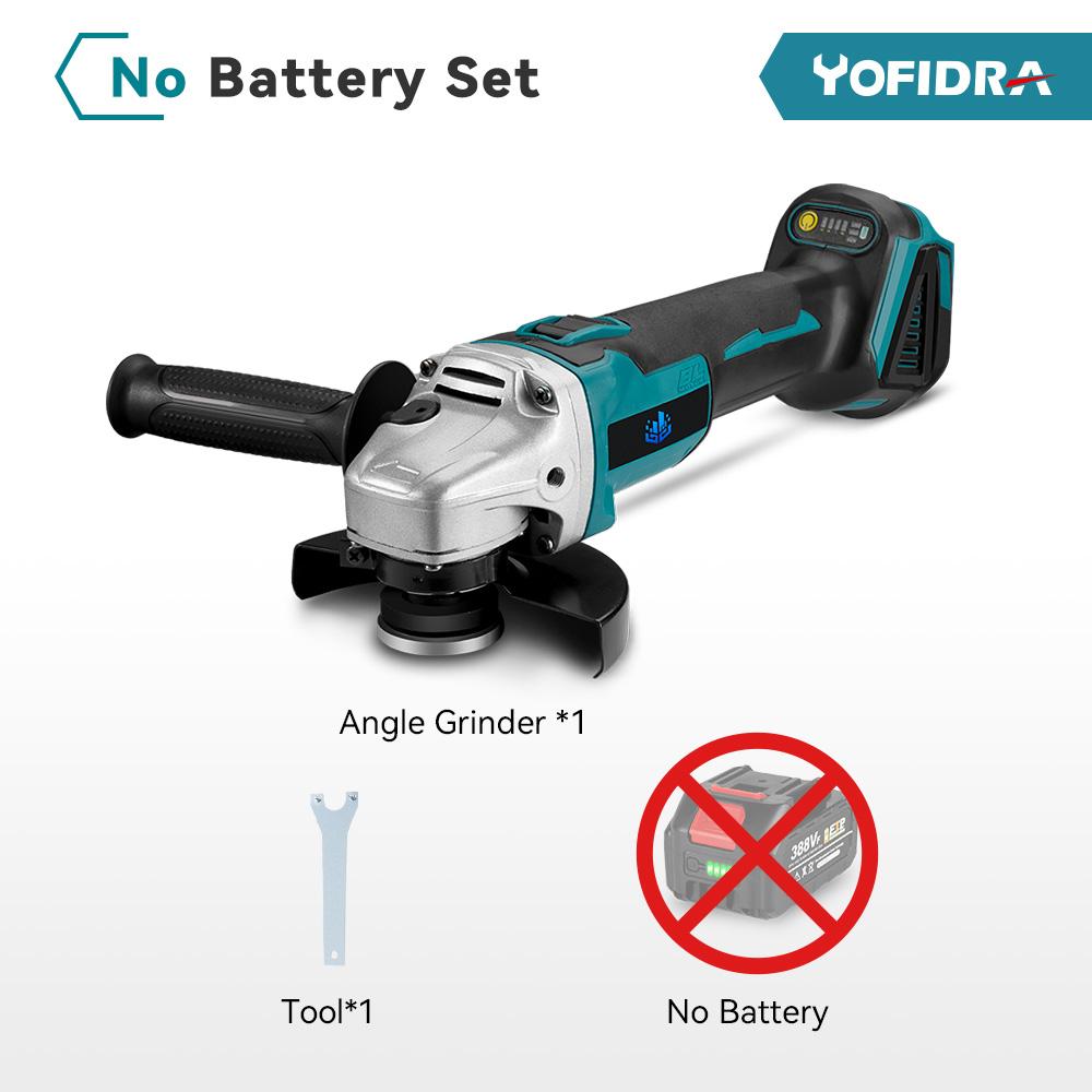Yofidra 125mm Bürstenloser Winkelschleifer 4 Gänge Akku-Schleifmaschine Schneiden Holzbearbeitung Elektrowerkzeug Für Makita 18V Batterie Without Battery