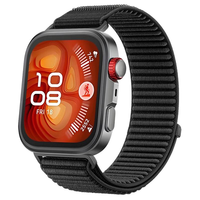 Nylon geflochtenes Schlaufenarmband für Huawei Watch Fit 4 3 Sport Atmungsaktives Armband für Huawei Watch Fit 4 Pro Armband Correa Huawei Watch Fit 3 schwarz