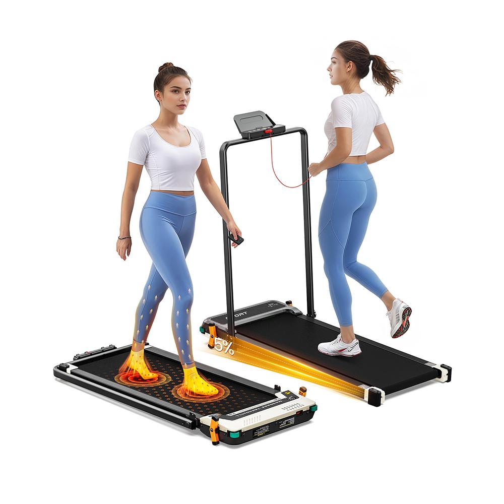 Akluer 520A-B Doppelseitiges Laufband mit Griff, Manuelle Neigung & Integrierte Fußmassage schwarz