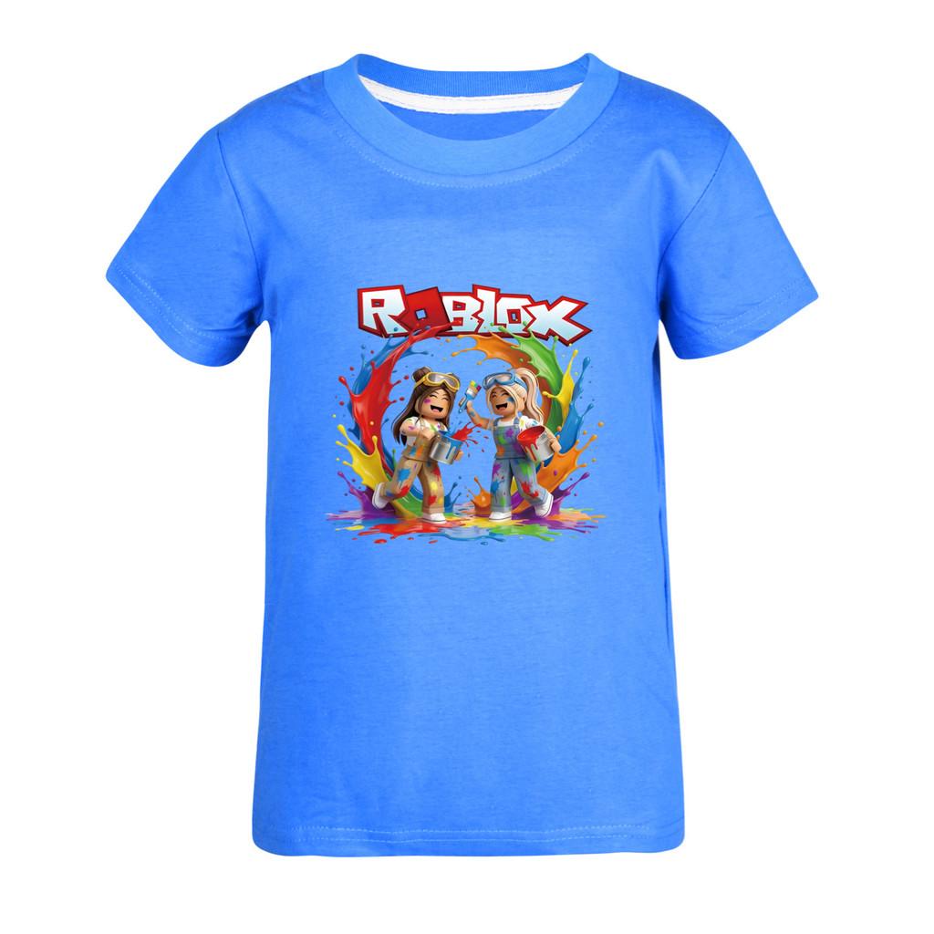5577 Kinder Freizeit Roblox Print Kurzarm T-Shirt Oberteil 120cm dunkelblaue
