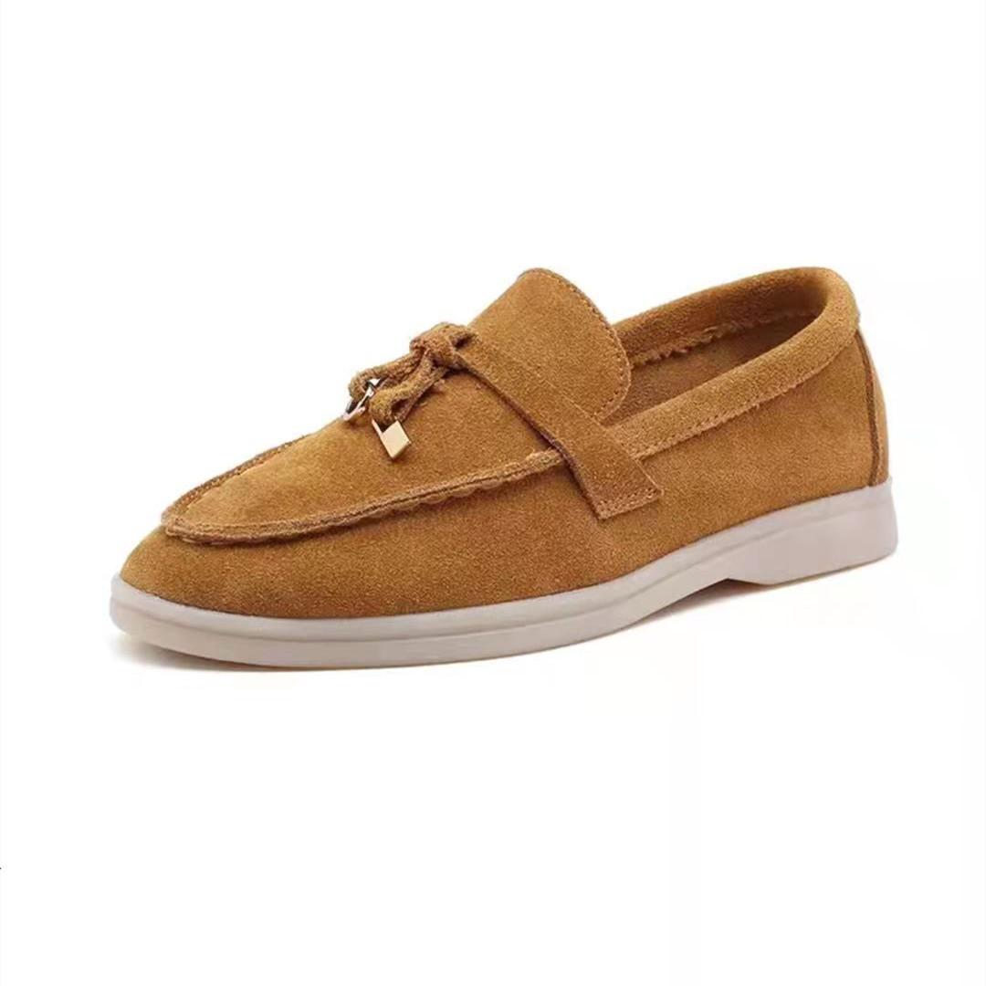Mode 2024 Neue Damen Ballerinas Mode Slipper Loafer Damen Lässige Schmale Fransen Mokassins Schuhe Walking Sneakers für Damen 39 braun