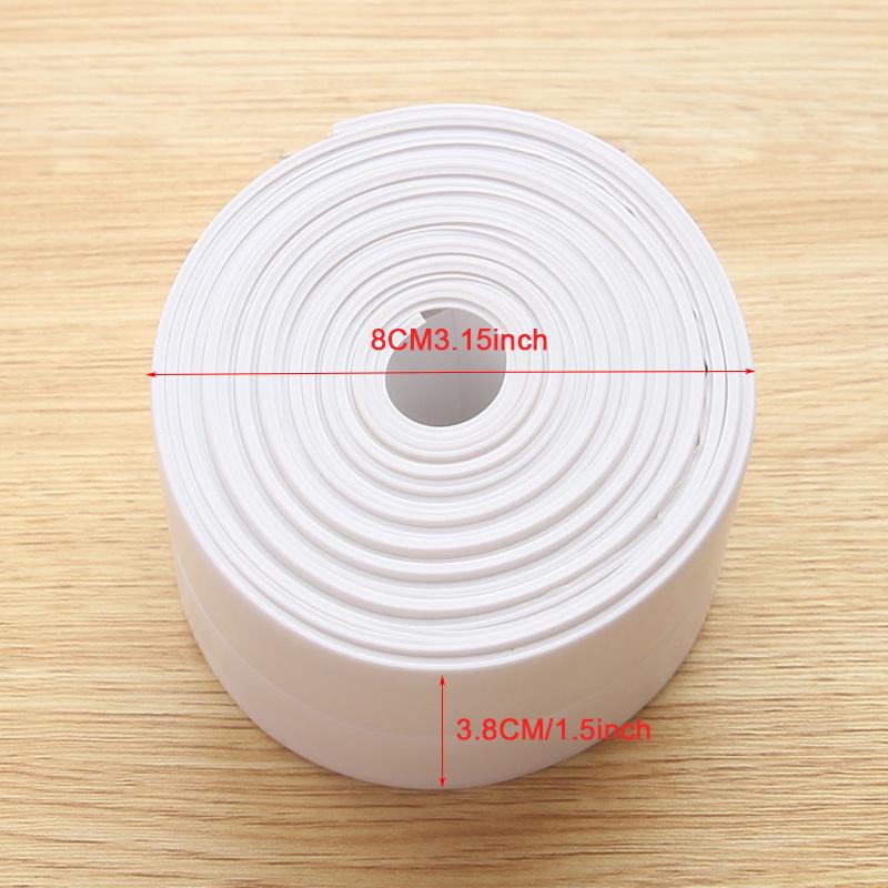 3,2 m PVC-Dichtungsband für Badewanne, Waschbecken, Dichtungsstreifen, selbstklebend, wasserdicht, schimmelresistent, Wandaufkleber, Waschbeckenrandband für Badezimmer, Küchenzubehör 3.8cm x 3.3M weiß