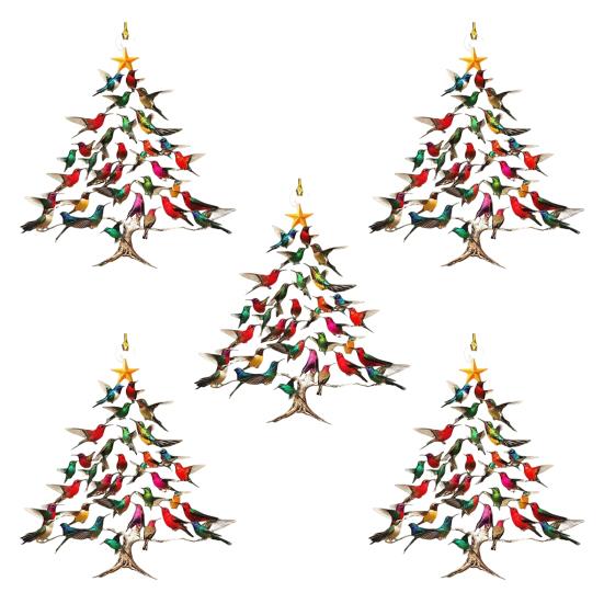 Funkelnder Kolibri Weihnachtsschmuck Doppelseitiges Farbenfrohes Design Stapel Kolibri Schmuck Wintervogel Weihnachtsdeko 5pcs