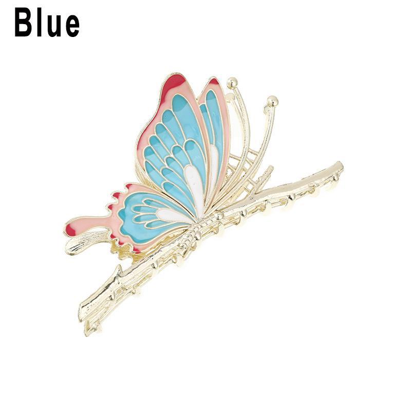 Vintage Gemalt Schmetterling Haar Krallen Luxus Haar Clips Für Frauen Mädchen Haar Clip Mode Kopfbedeckungen Haar Zubehör LM blau