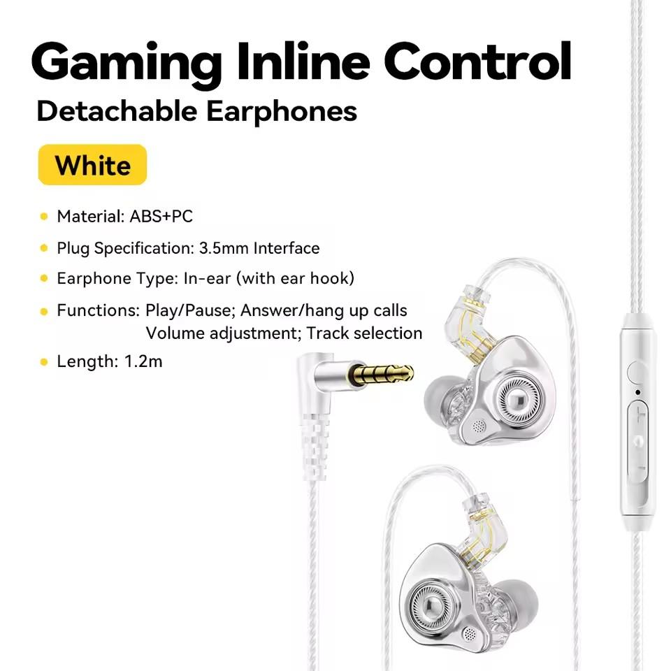 Essager 3,5 mm kabelgebundene Gaming-Kopfhörer In-Ear Conch kabelgebundene Kopfhörer mit Mikrofon Stereo austauschbare Ohrstöpsel Sport kabelgebundene Kopfhörer 3.5mm