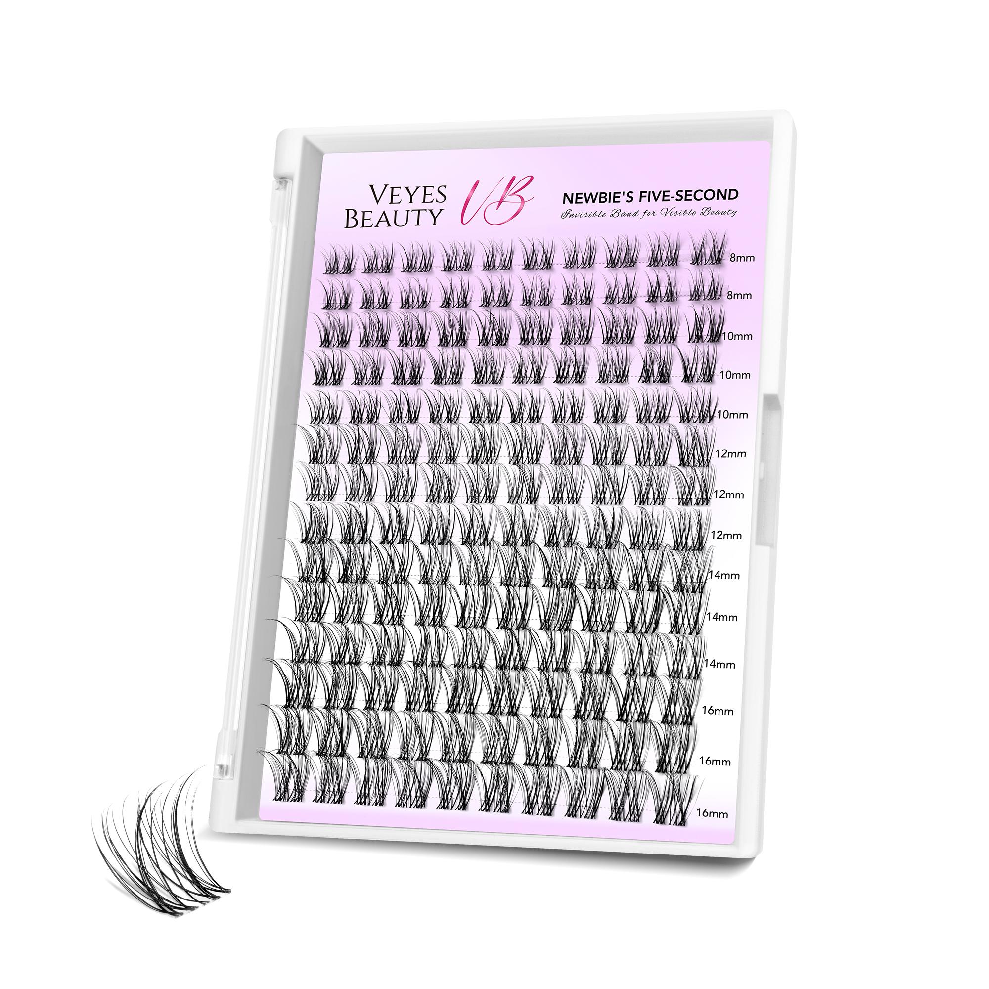 Veyesbeauty Aliva Wimpern-Cluster natürlich strahlend mühelos verfeinerter Look Langanhaltend & Wiederverwendbar 140 Cluster 8-18mm Lash Tray schwarz