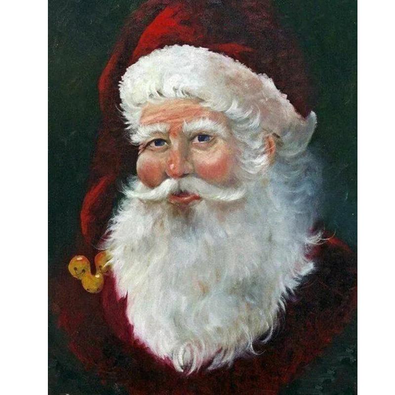 5D-Diamantgemälde, Weihnachtsmann, runder Bohrer, Weihnachtsdekoration, Kreuzstich 20X30CM gray