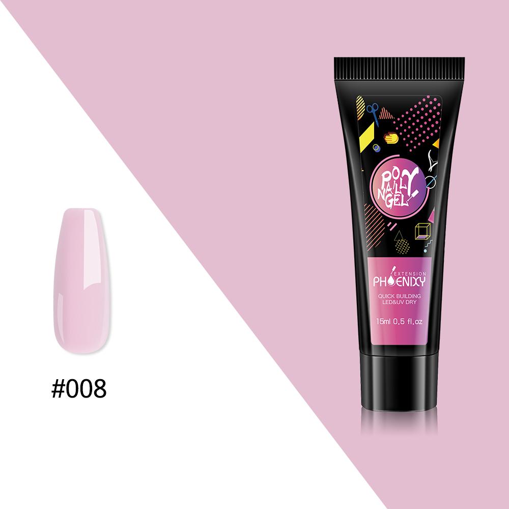 PHOENIXY Poly Gel UV LED Builder Gel Lack 15 ml Nagellack Set für Nail Art Schnellaufbau UV Gel Nagelverlängerung Design Maniküre 008