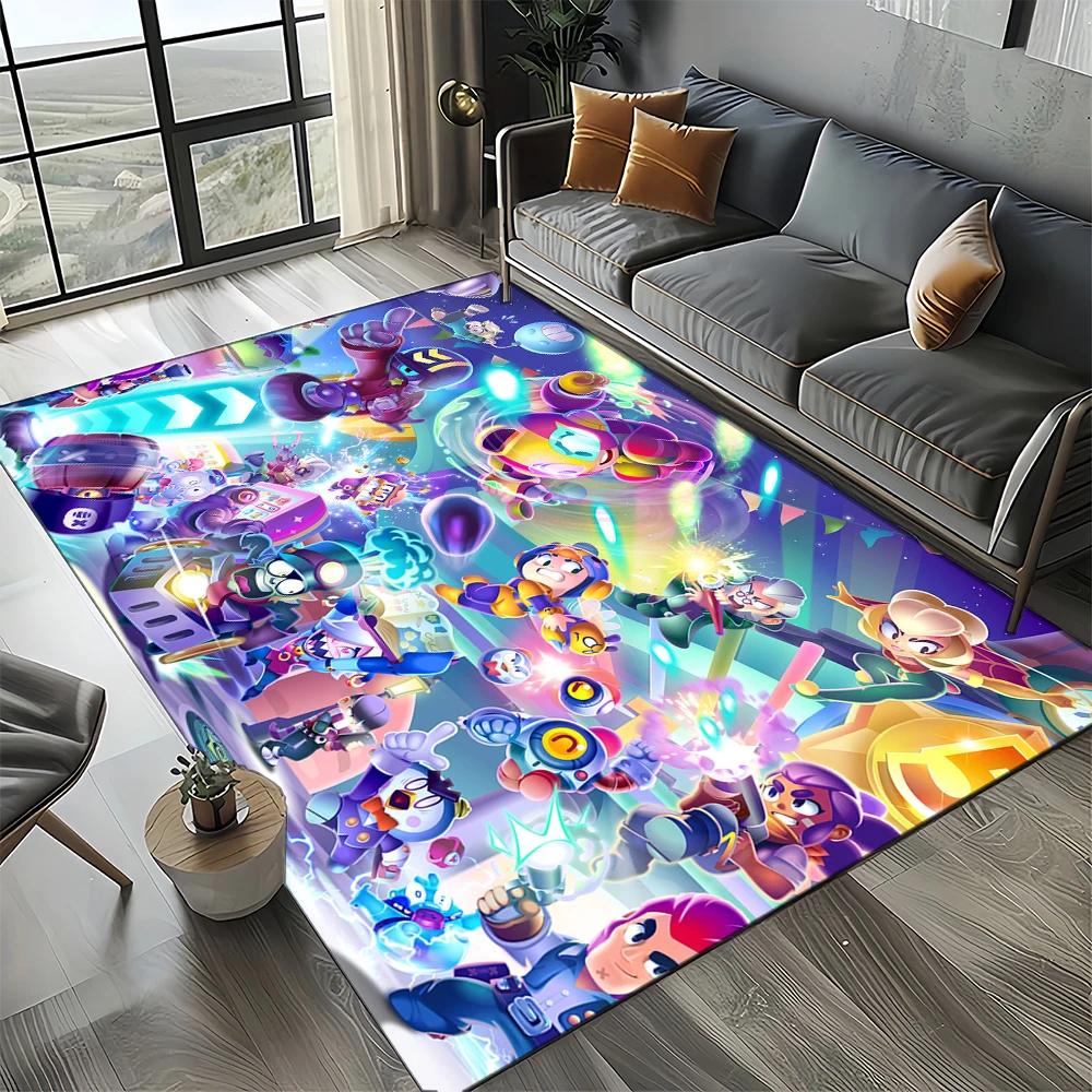 HEISS B-Brawlls Cartoon Spiel 3D Druck Teppich für Wohnzimmer Schlafzimmer Heimdekoration, Kinder Spiel Rutschfest für Sofa Fußmatte 60x90cm( 23x35in )