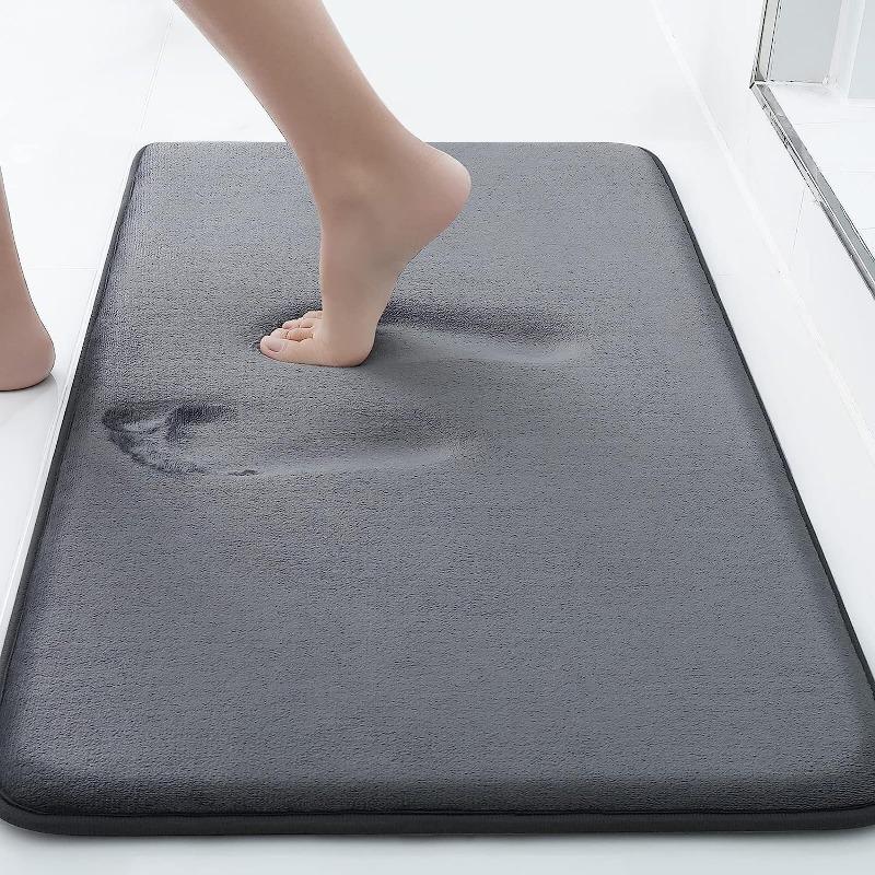Badezimmermatte Bad Rutschfeste Teppiche Im Waschbecken Badewanne Seitenboden Teppich Duschraum Fußmatte Memory Foam 3D Pad 60cm*90cm dunkelgraue
