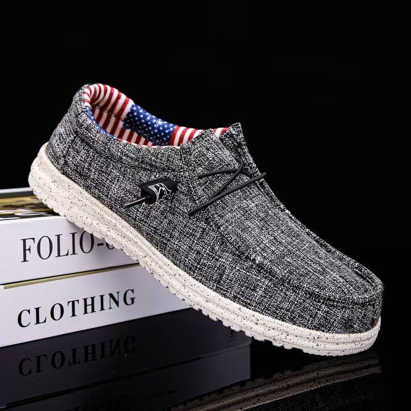 Herren Freizeit-Sneaker Frühling Sommer Atmungsaktiv Leicht Outdoor Canvas Schuhe Übergröße Herrenschuhe Walking Slipper 40 schwarz