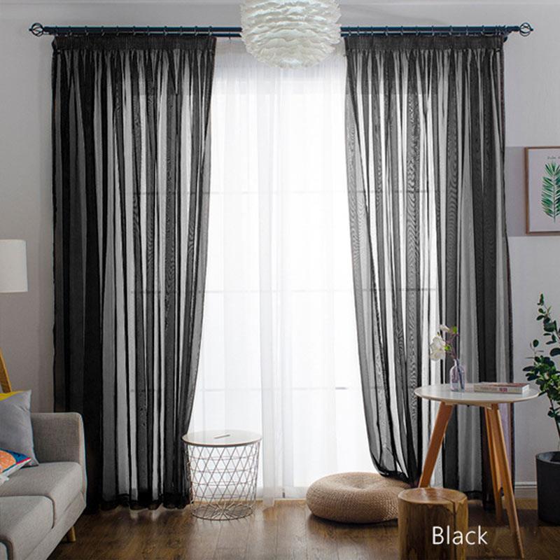 1PC Einfache Vorhang Wand Fenster Screening Solide Tür Vorhänge Drapieren Sheer Tüll Für Wohnzimmer Wear rod 140x229cm