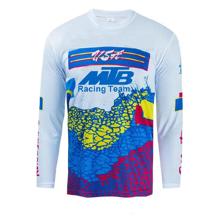 Motocross Camouflage Schnelltrocknendes Feuchtigkeitstransportierendes Trikot, DH Downhill Mountainbike Trikot, Herren Mountainbike Langarmtrikot 4XL dunkle cyan