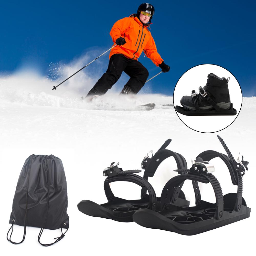 Tragbare Skischuhe, Mini-Ski-Skates mit verstellbaren Bindungen für Outdoor-Wintersportgeräte Type 1(drawstring bag)