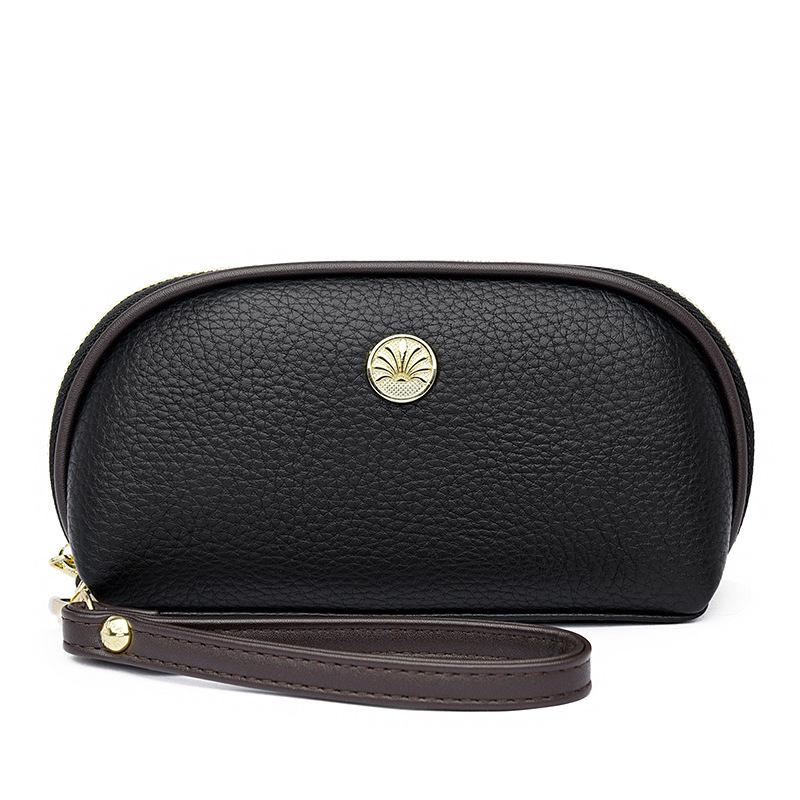 Neue Handy-Tasche für Damen im Sommer All-Match Clutch-Tasche Modisches Litschi-Muster Münzbörse Tasche für Mütter mittleren Alters black
