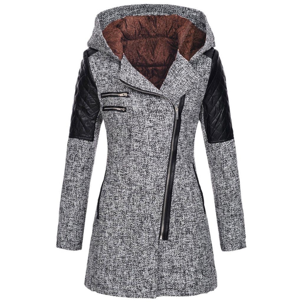 Herbst Winter Mit Kapuze Taille Slim-fit Mantel Frauen Casual Mäntel Elegante Vintage Mode Übergroßen Mantel M licht grau