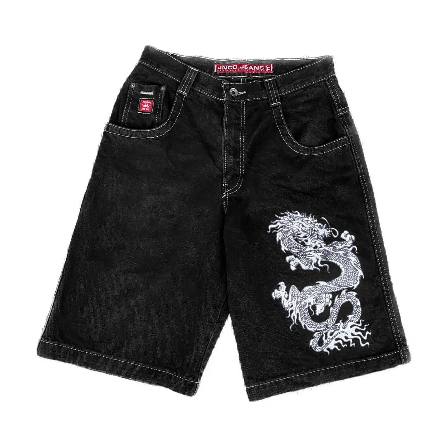 Unisex Y2K Baggy Shorts Vintage American Streetwear Printing Denim Shorts 2000s Hip Hop Men Women Casual Basketball Shorts XL