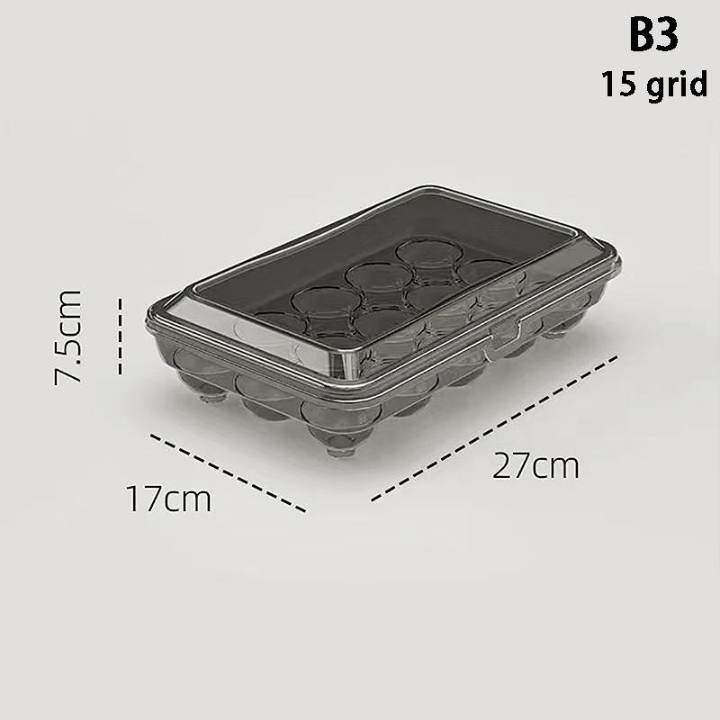 10/15 Grids Eier Lagerung Box Kunststoff Transparent Tragbare Ei Frischhalten Fall Kühlschrank Lagerung Container Küche Werkzeug 27*17*7.5cm schwarz