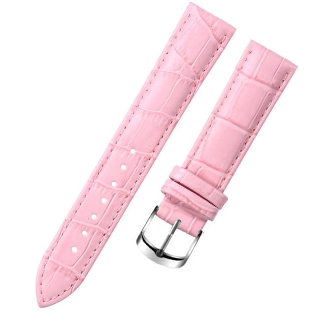8 10 12 14 15 16 17 18 19 20 mm Echtleder Uhrenarmband Uhrenarmband Armbanduhren Band weiblich rot weiß schwarz 8mm rosa