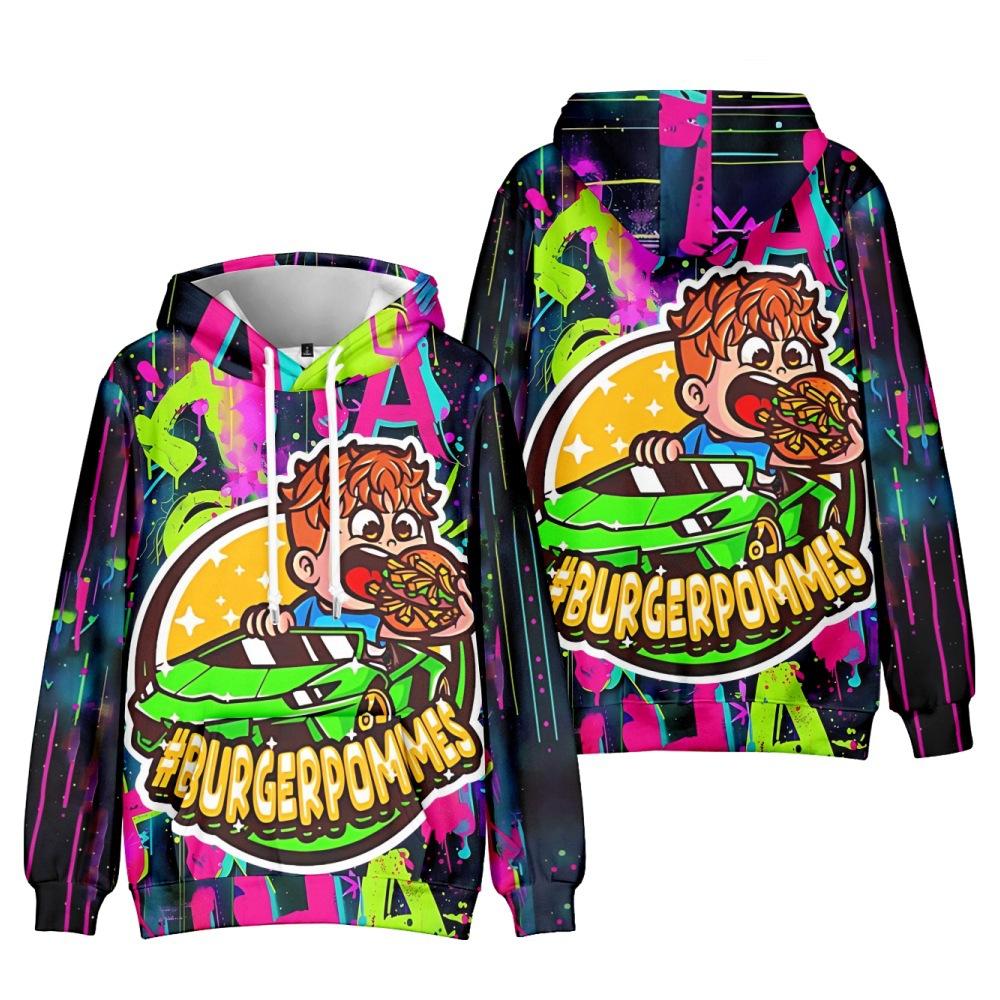 10 Farben Mode für Fans von Burgerpommes ICrimax Grafik bedrucktes Sweatshirt Outdoor Sport Cosplay Pullover Hoodie Cosplay Kostüm XXXXL violett