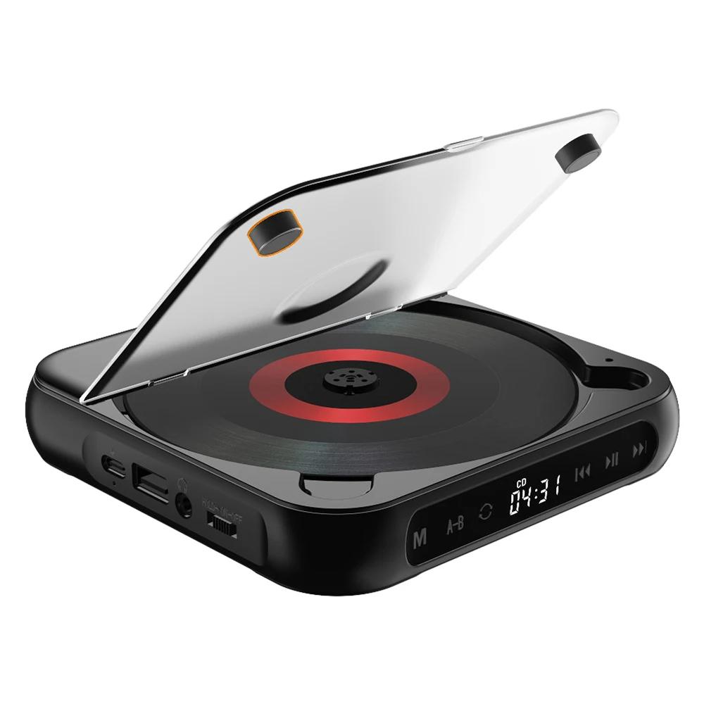 Modischer tragbarer CD-Player mit LCD-Touchscreen, Stereo-CD-Musik-Player mit Bluetooth, USB-Disk, 3,5 mm AUX-Wiedergabemodus, 1200 mA Aufladung. schwarz