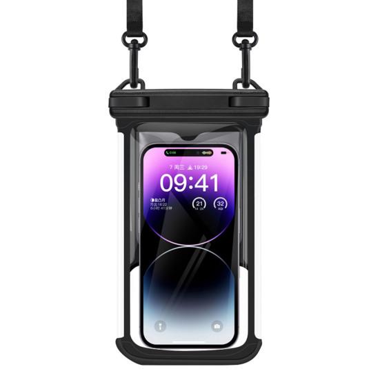 Wasserdichte Handytasche mit Trageband, Touchscreen, durchsichtig, auslaufsicher, für Kajakfahren, Schwimmen, Schwimmen, universell einsetzbar, 5–7,7 Zoll, Handy-Trockentasche, Schutzhülle schwarz