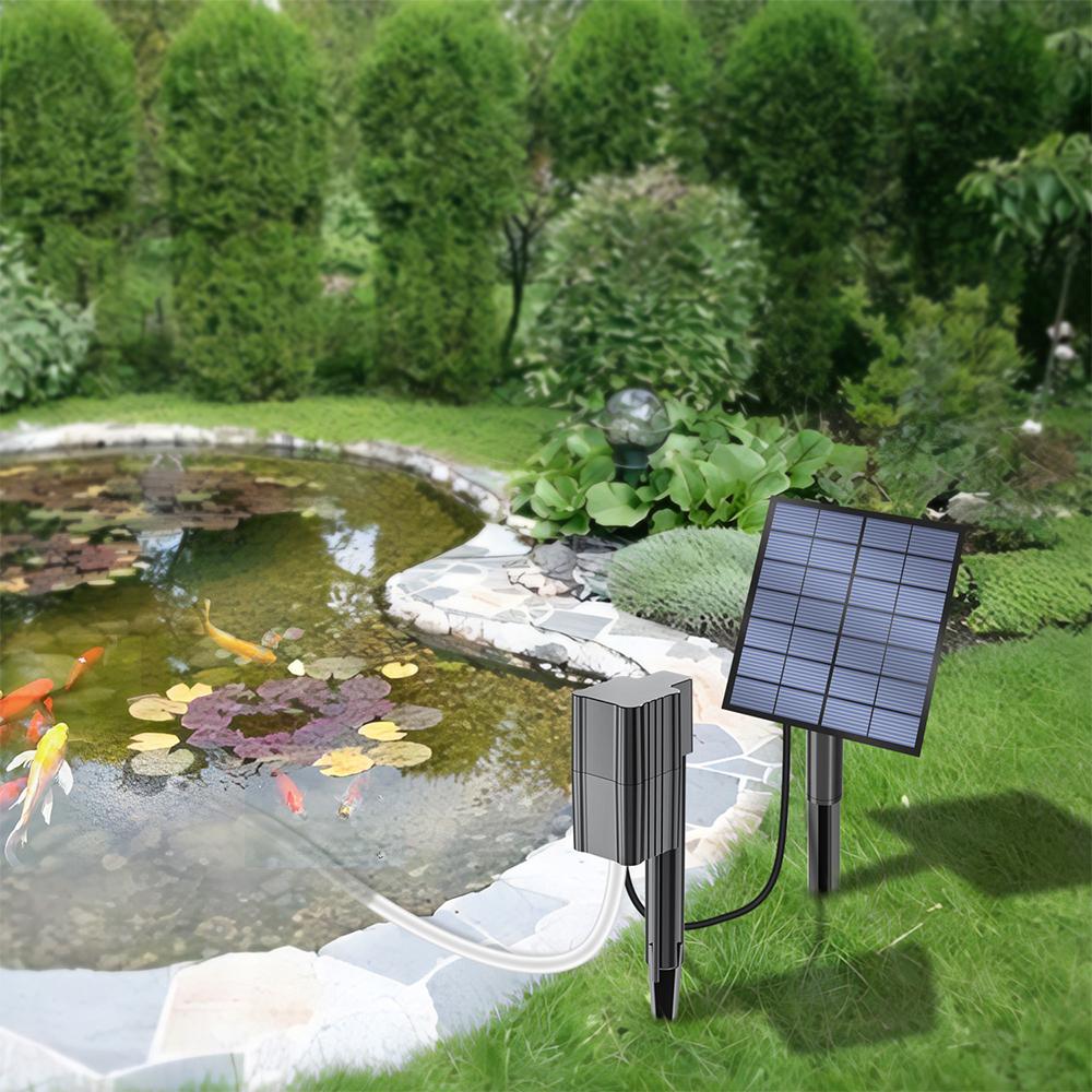 Solar Teichbelüfter 2,5W 7V Luftpumpe Sauerstoffanreicherung 0,6L/min Solarpumpe für Teich mit  Ausströmerstein und Erdspieß für schwarz