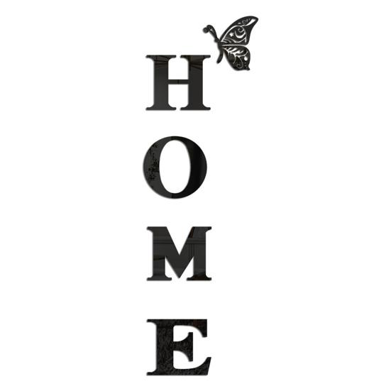 Spiegel Home Buchstabenschilder Acryl Wandaufkleber Buchstaben Reflektierende Wandtattoos für Wohnzimmer Schlafzimmer Küche L schwarz