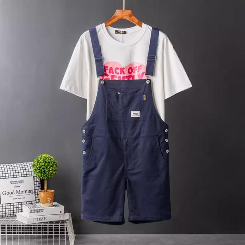 Herren Retro Latzhose Herren Sommer Locker Gerade Lässige Arbeitskleidung Shorts L navy blau