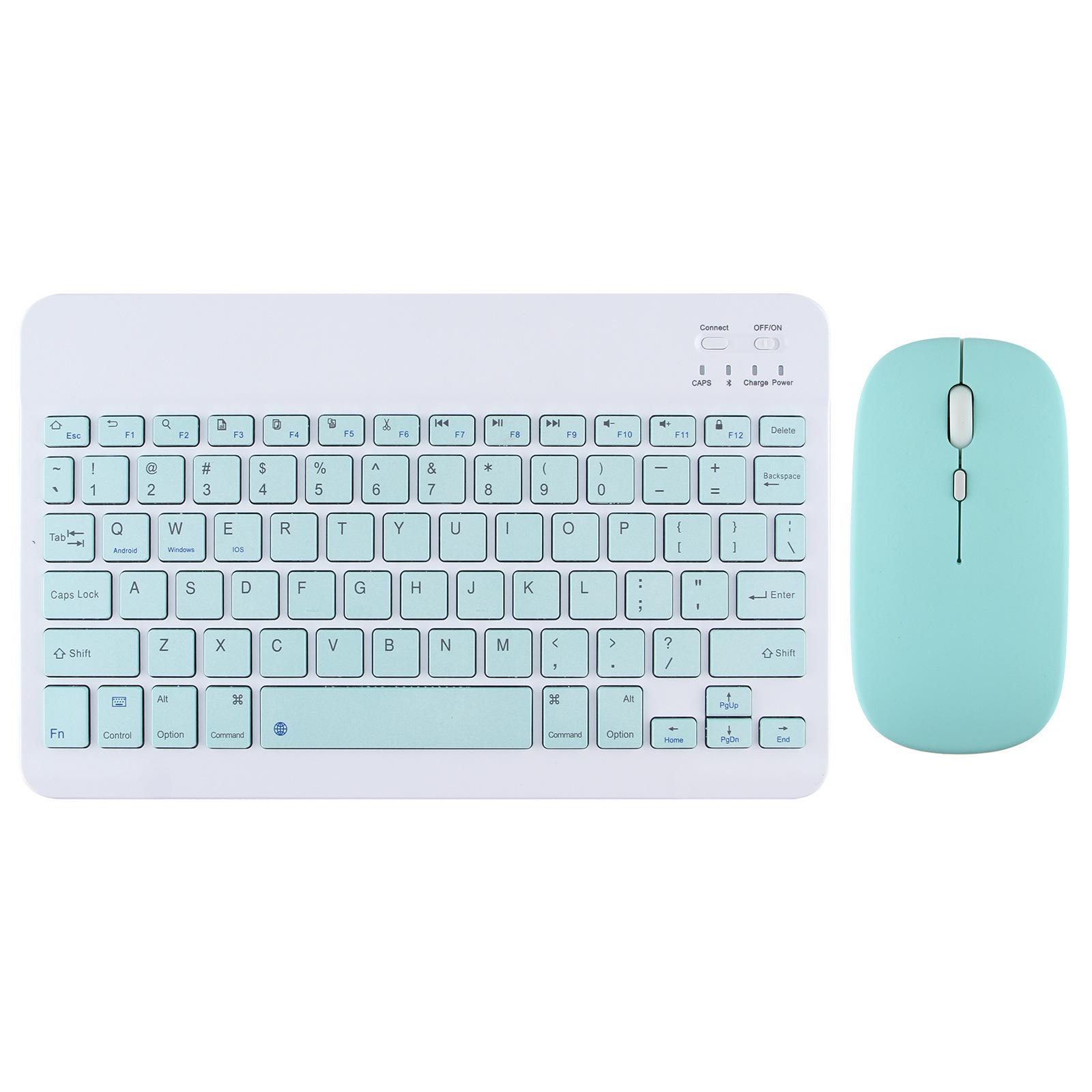10 Zoll kabellose Tastatur und Maus, russische englische Tastatur für iPad Air Pro Tablet für Android IOS Windows English language hellgrüne