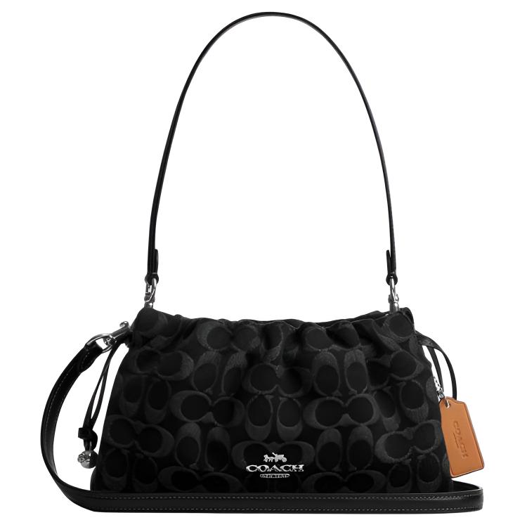 Coach Faye 26 Logo Monogram Denim Umhängetasche Damen Umhängetasche Schwarz CDB93-SVBK Gift Box Sets (Basic Set+Black Box)