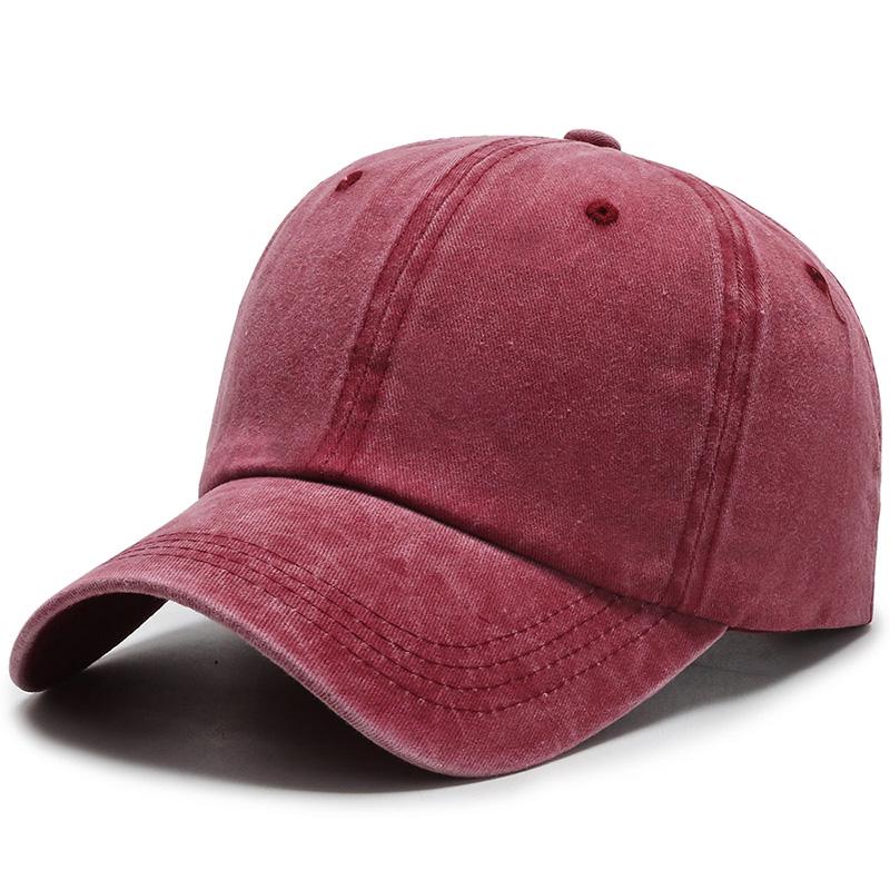 Neue Unisex-Kappe, verstellbar, gewaschene Baumwolle, einfarbig, einfarbig, Baseballkappe, Streetwear, Freizeithut, Kappe 54cm-60cm rot