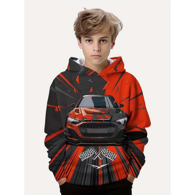 Kinderkleidung Jungen Hoodies Sport Auto 3D Druck Kinder Frühling Herbst Kleidung Casual Jungen Kleidung Pullover Mode Kinderkleidung 150CM red