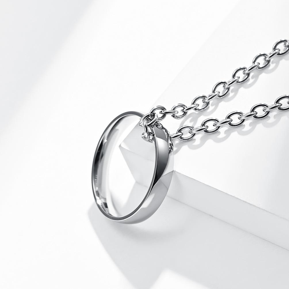 Minimalistisch Gebogen Neutraler Kühler Stil Halskette Ring Anhänger Doppelte Verwendung Personalisiert Trendiger Outfit-Anhänger 6# white