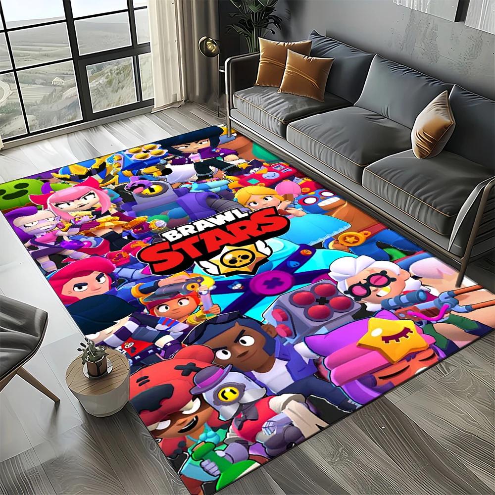 HEISS B-Brawlls Cartoon Spiel 3D Druck Teppich für Wohnzimmer Schlafzimmer Heimdekoration, Kinder Spiel Rutschfest für Sofa Fußmatte 60x90cm( 23x35in )