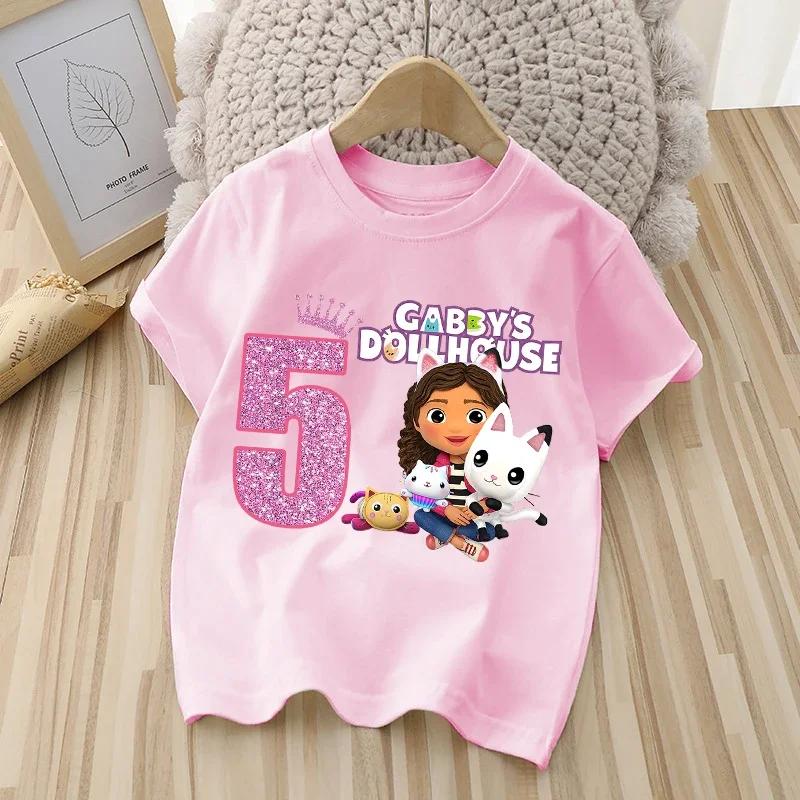 Gabby Girl Cartoon Puppenhaus T-Shirt 2025 Sommer Kinder Freizeit T-Shirt Kindermode Bedruckte Kleidung Anime Niedliches Oberteil 110