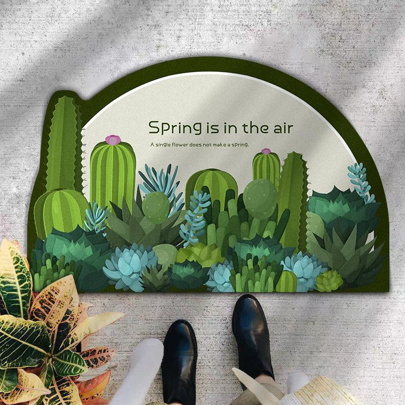 Waldgrüner halbkreisförmiger Bodenläufer für den Haushalt, weiche Diatomeenerde Fußmatte für den Haushalt, rutschfest, nicht waschbar, saugfähig, Eingangsmatte 47*70