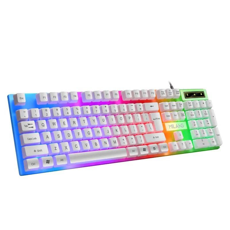 Gaming-Tastatur, kabelgebundene Tastatur, 104 Tasten, schwebende Taste, Regenbogen-Tastatur mit Hintergrundbeleuchtung für Laptop-PC