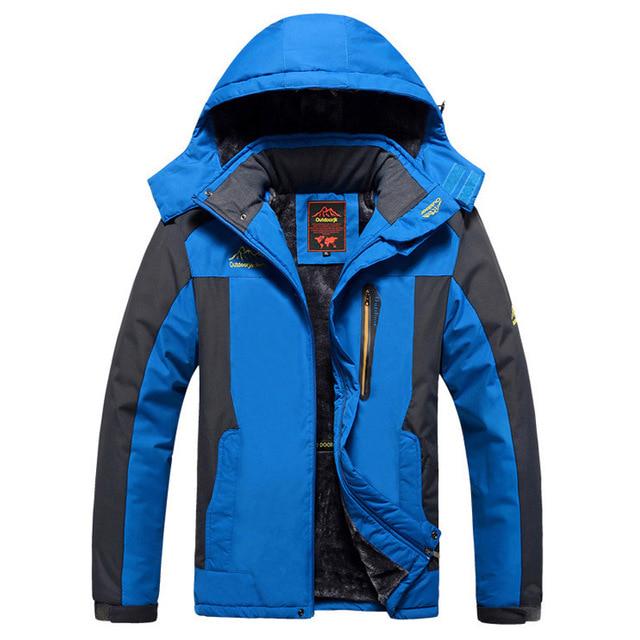 Outdoor Winter Fleece Militär Jacken Männer Wasserdichte Outwear Parka Herren Windjacke Warm Regenmantel Mantel M blau