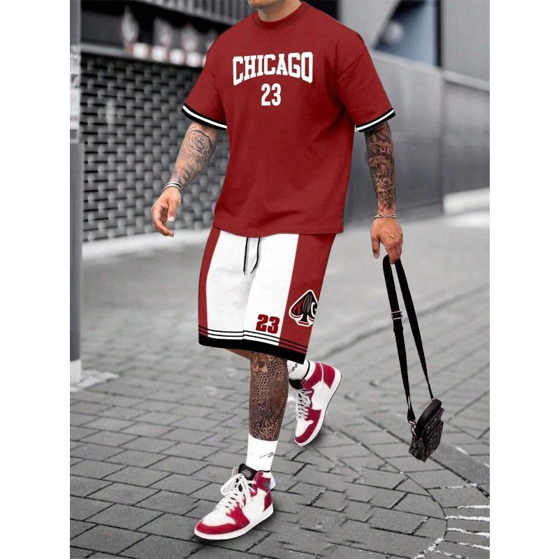 Sommer Herrenanzug 23 Nummerndruck Trend Persönlichkeit T-Shirt Lockerer Outdooranzug Kurzarm T-Shorts Herren Sommerkleidung 3XL