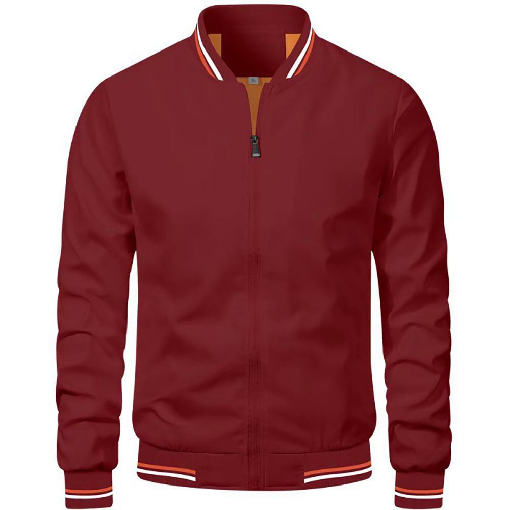 Jacke Trendig Herren Frühling und Herbst Neue Kollektion Europäisch und Amerikanisch Lässiger Mantel Mode Trendiger Mantel Herren Oberteil L rot